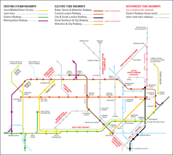 Pre-Yerkes Underground Map - click for enlargement