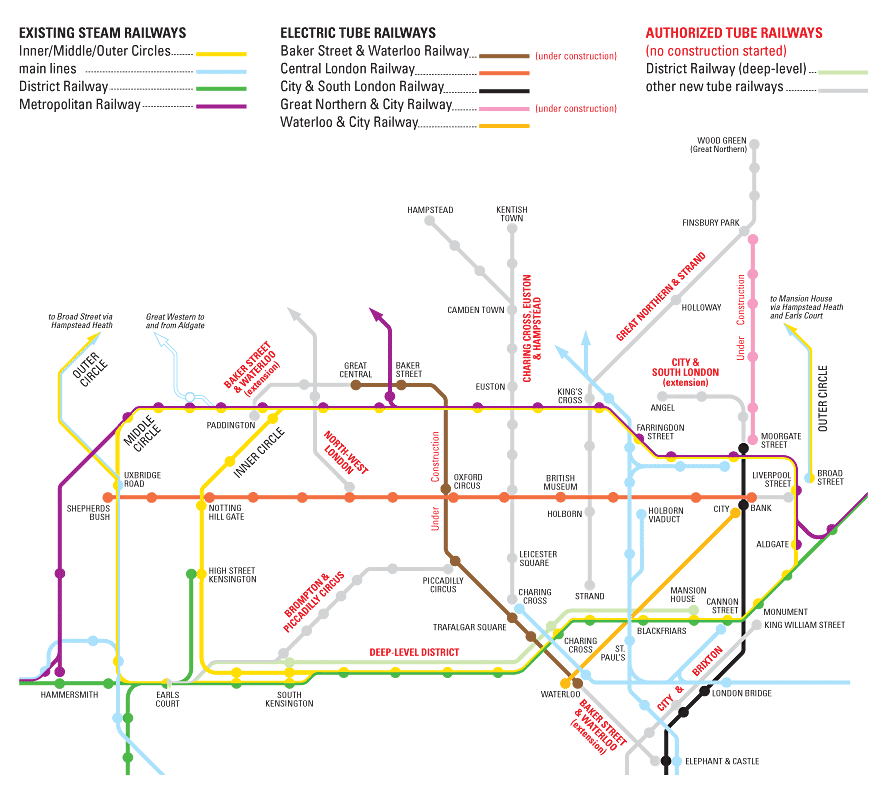 Pre-Yerkes Underground Map - click for enlargement